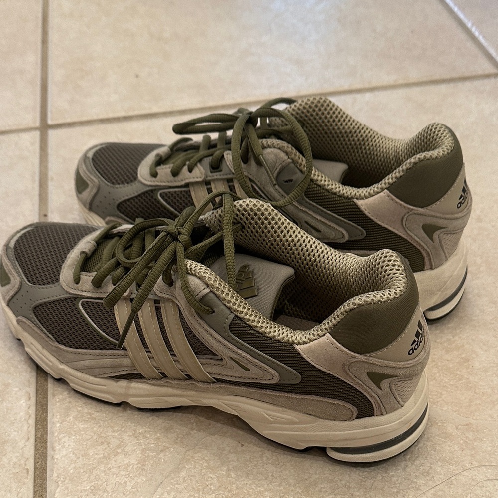 Adidas Men's Green and Beige Sneakers